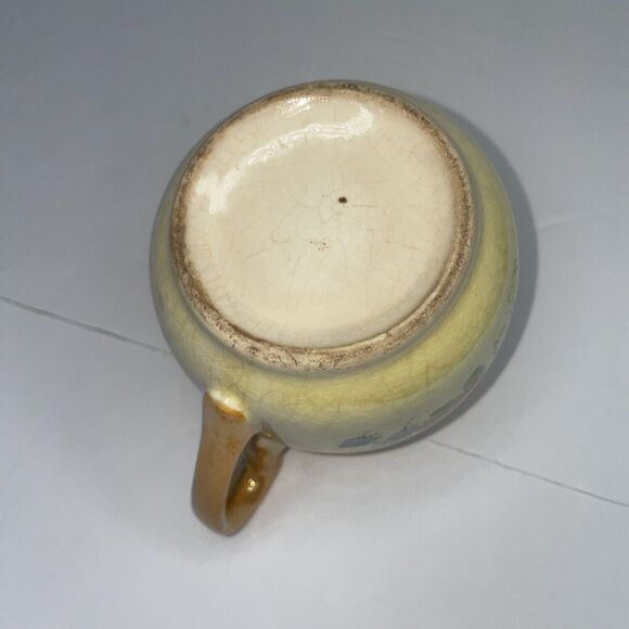 lustre ware vintage creamer beige peach with blue and red painted flowers - Picture 7 of 10